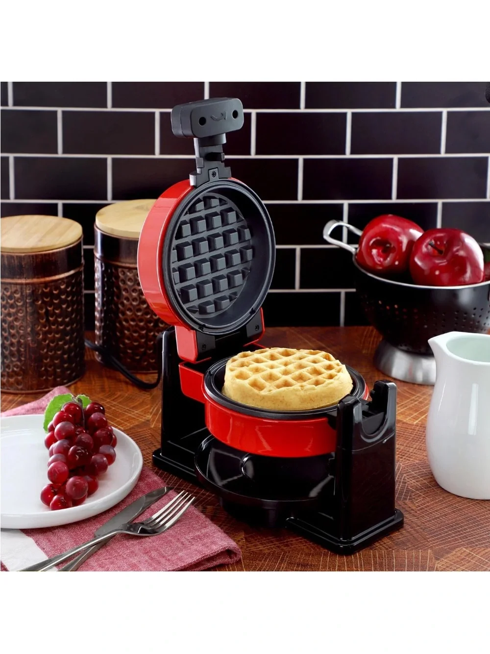 Mega chef Red Compact Electric Mini Waffle Maker